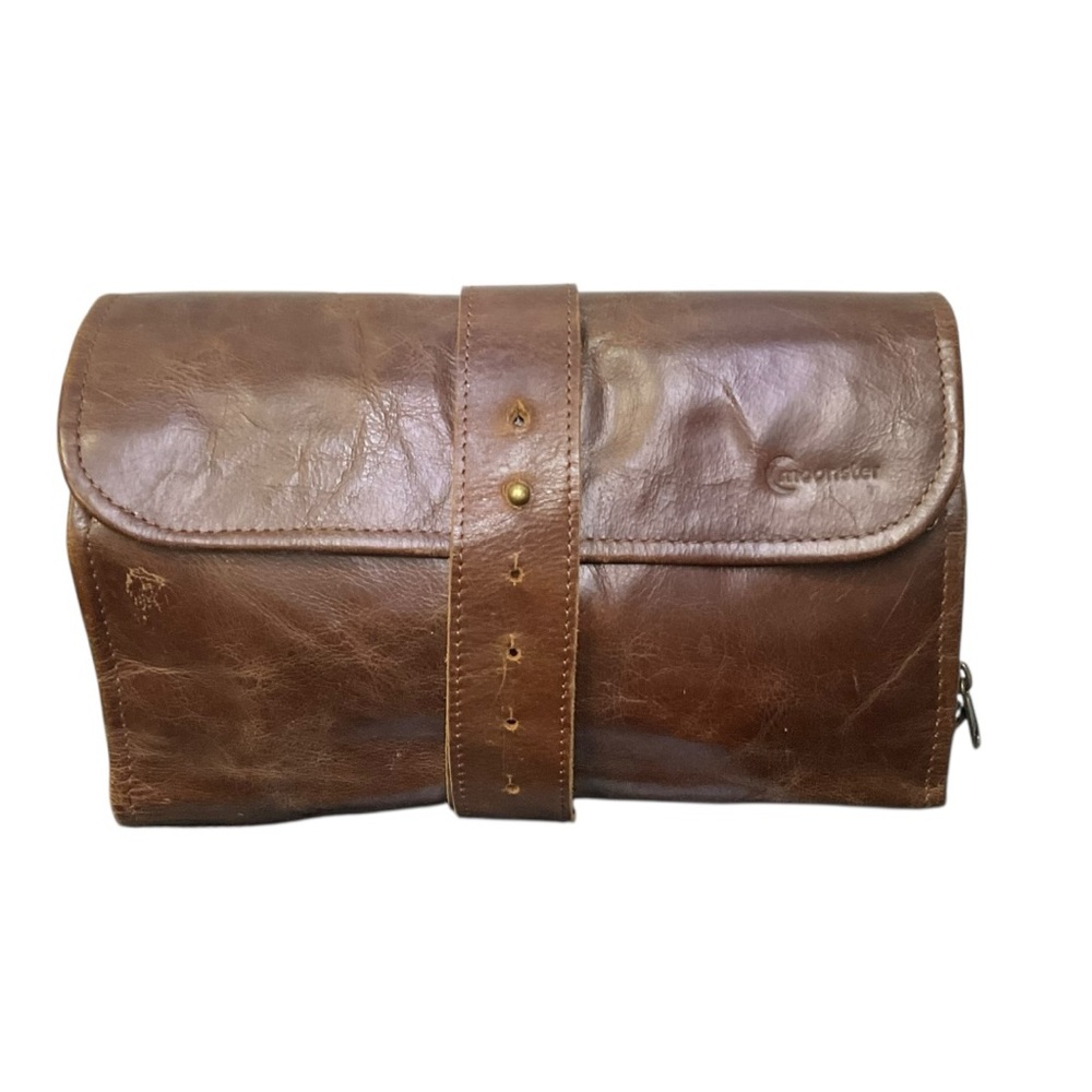 🧳 Moonster Genuine Leather Hanging Toiletry Bag Vintage Travel Dopp Kitt